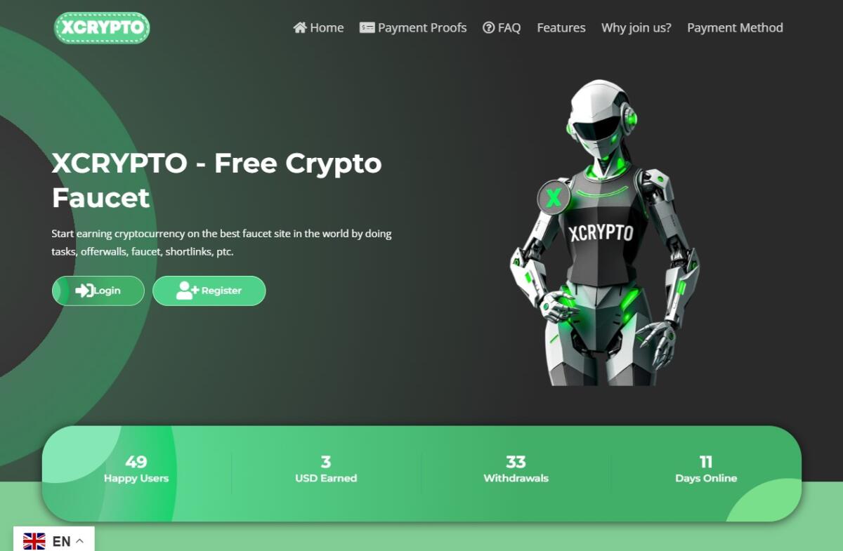 Xcrypto - Free Crypto Faucet Start Earning Cryptocurrency On The Best Faucet Site In The World By Doing Tasks, Offerwalls, Faucet, Shortlinks, Ptc. 1