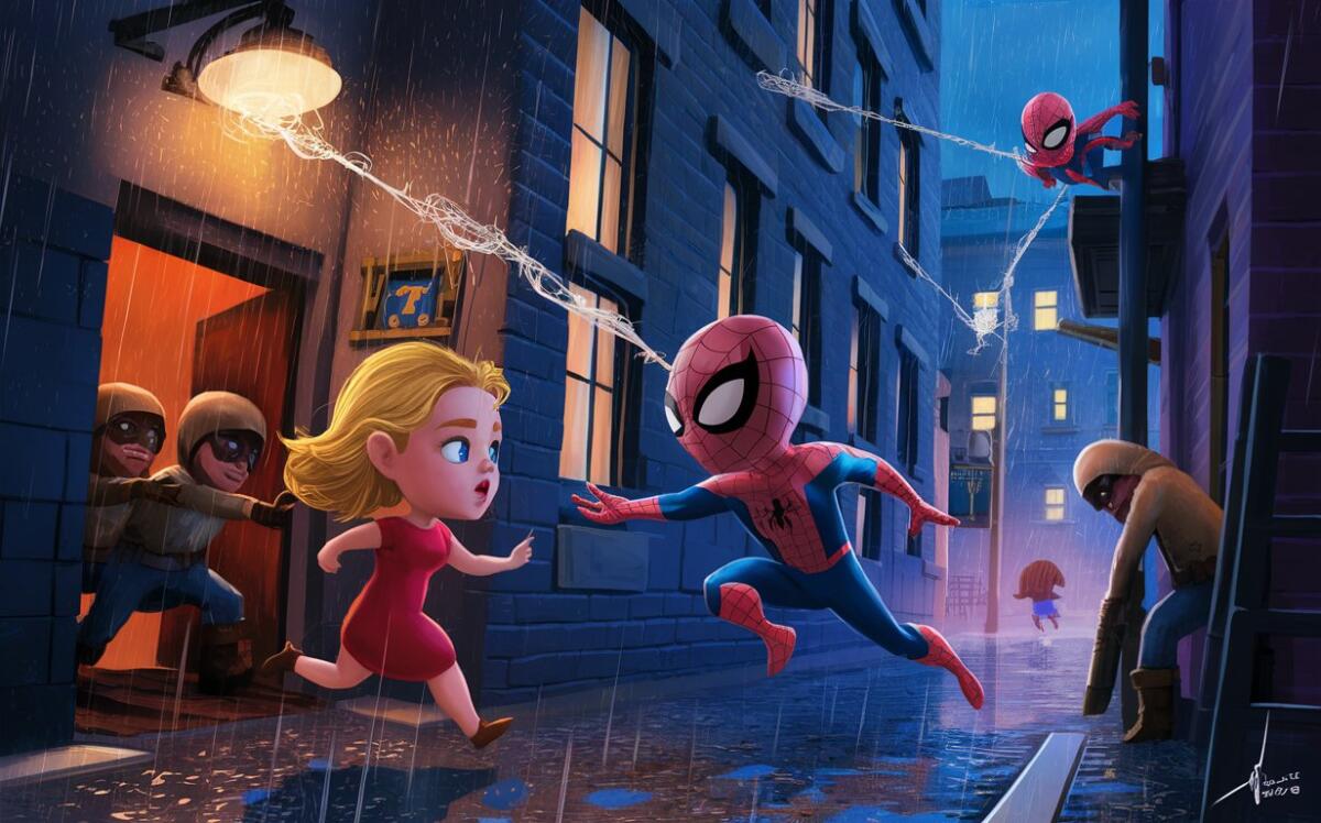 Spider-Man Salva A Una Mujer En Peligro En Nueva York: Una Aventura Nocturna Bajo La Lluvia 1