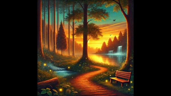 Discover The Enchanted Forest Pathway: A Serene Sunset Retreat For Reflection