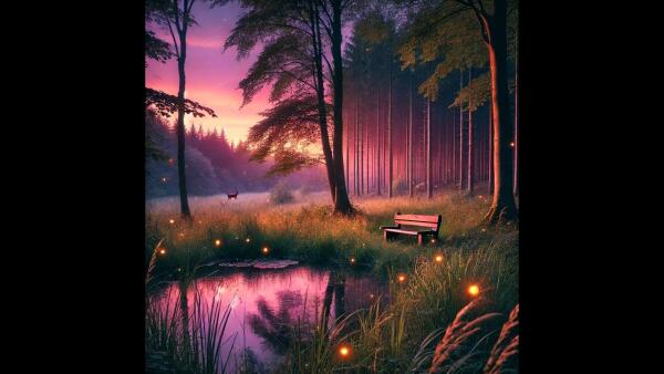 Discover The Enchantment Of Twilight: A Serene Forest Pond Reflection In Ethereal Hues