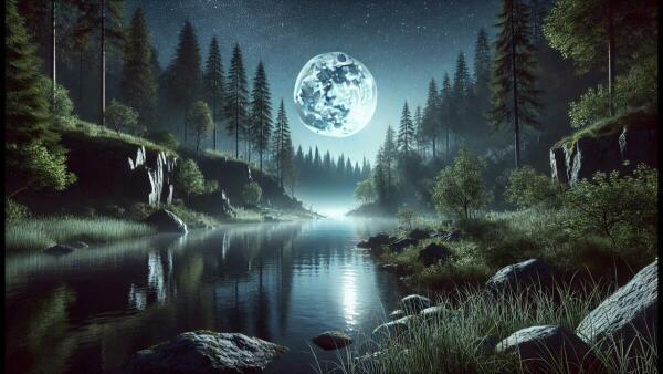 A Serene Nighttime Landscape (A13)